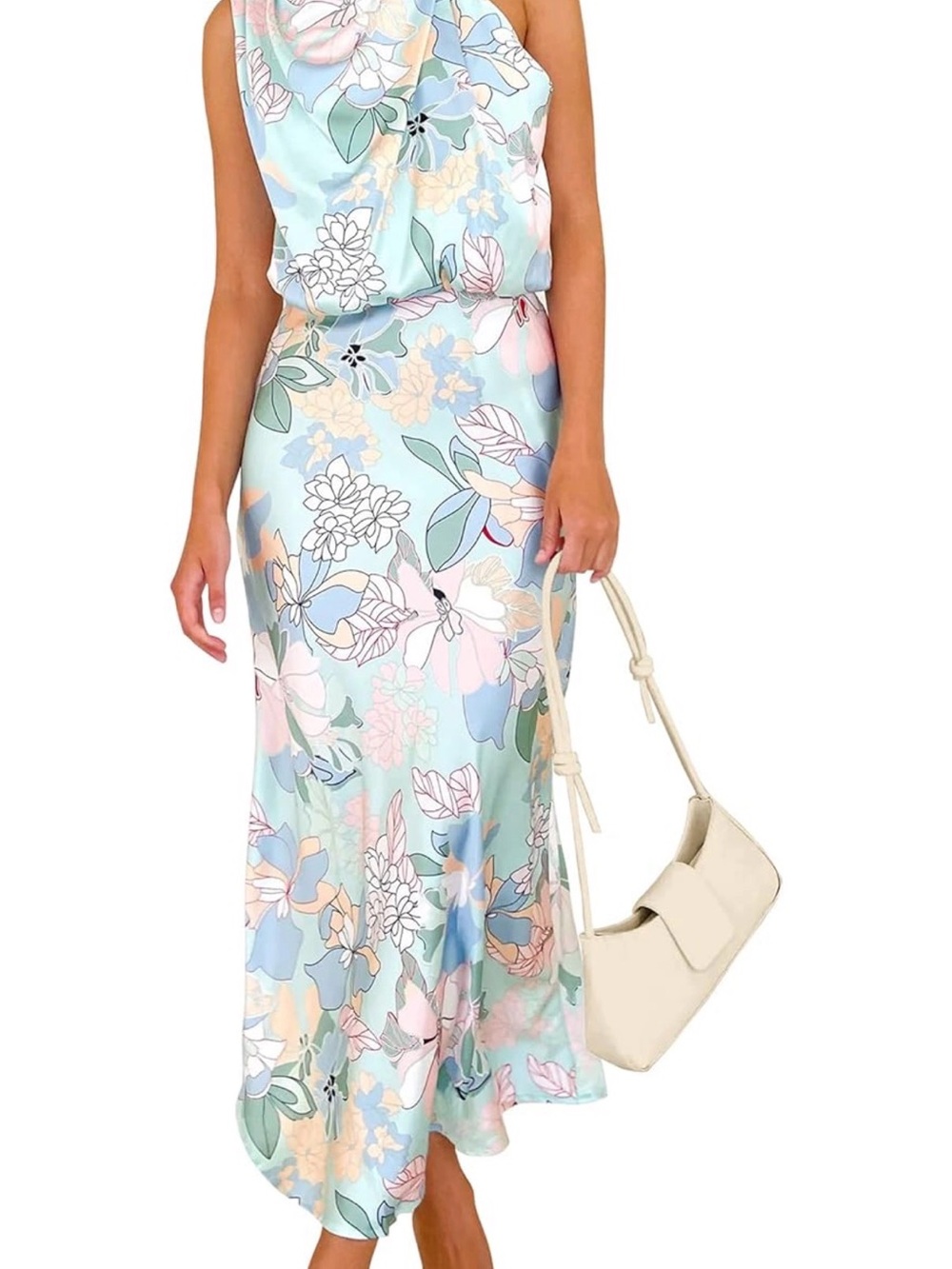 Maxi Dress ~ Pretty Garden ~ Asymmetrical Mint Green